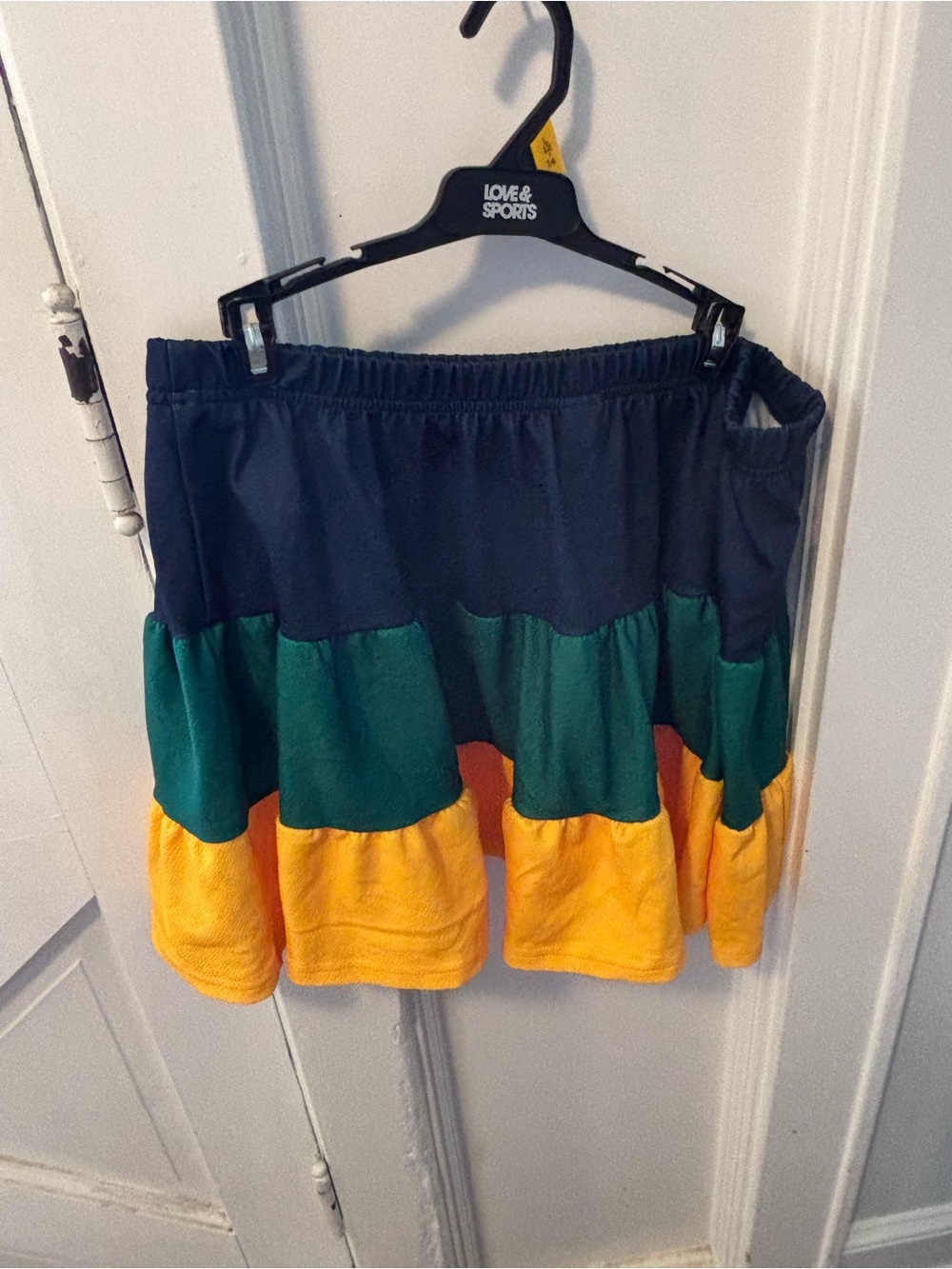 SHEIN Navy, Green & Yellow Tiered Skater Skirt - Picture 2 of 13